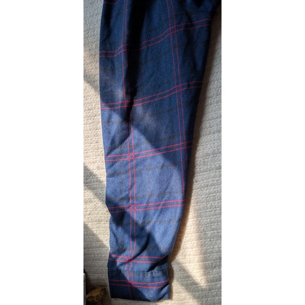 Vintage Nike SB XL Skateboard Button Shirt Long Sleeve Red Blue Plaid Flannel